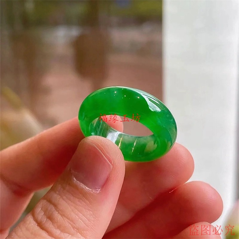 新品缅甸翠色老坑冰种满色帝王绿戒指指环男女玉石戒圈,淘宝优惠券,粉丝福利购,淘宝优惠卷