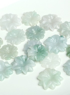diy缅甸散件a货翡翠紫荆花玉器