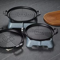 New Stripe Cast Iron Iron Plate Baking Pan Round Korean Grilled Pan Domestic Induction Cooktop Oven Grill Pan Commercial