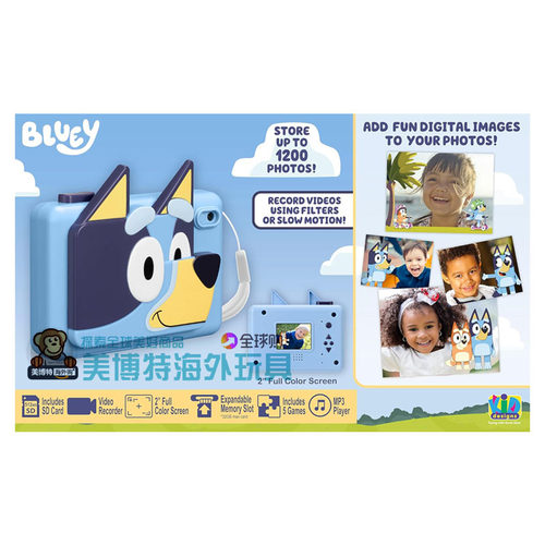 布鲁伊Bluey Kids 儿童SD卡数码相机摄像内置数字贴纸 ekids - 图3