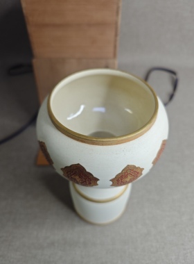 日本进口中古瓷器全新正品清水烧音羽山窑陶制花瓶花器