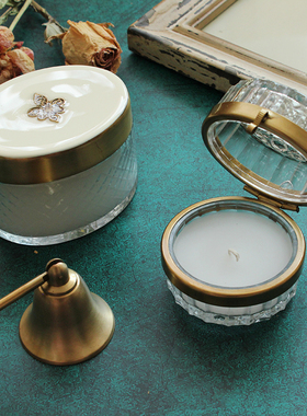 香薰蜡烛杯法式风复古黄铜玻璃