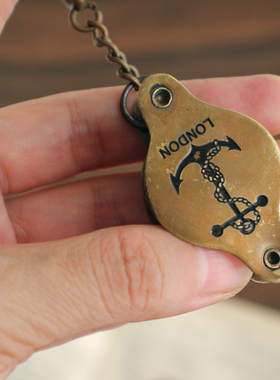 黄铜放大镜仿古风道具可折叠怀旧