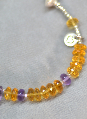 落日熔金  超闪天然暴力黄水晶碎银子手链女精致巴西进口招米