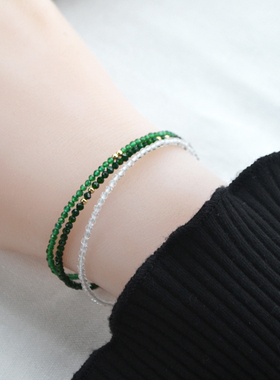 极细天然水晶手链碧玺女生