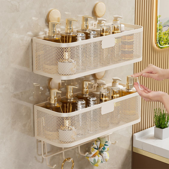 No-punch bathroom storage rack rust-free - strong load-bearing