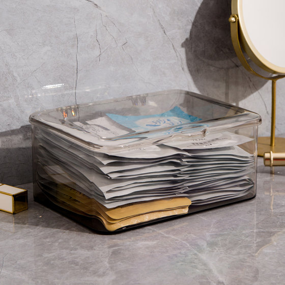 Mask storage box with dust-proof flip-top transparent lid and large capacity
