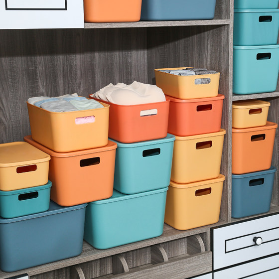 Desktop cosmetics plastic kitchen storage box with lid