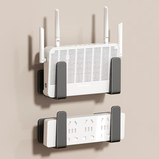Router placement rack without punching holes for wall hanging