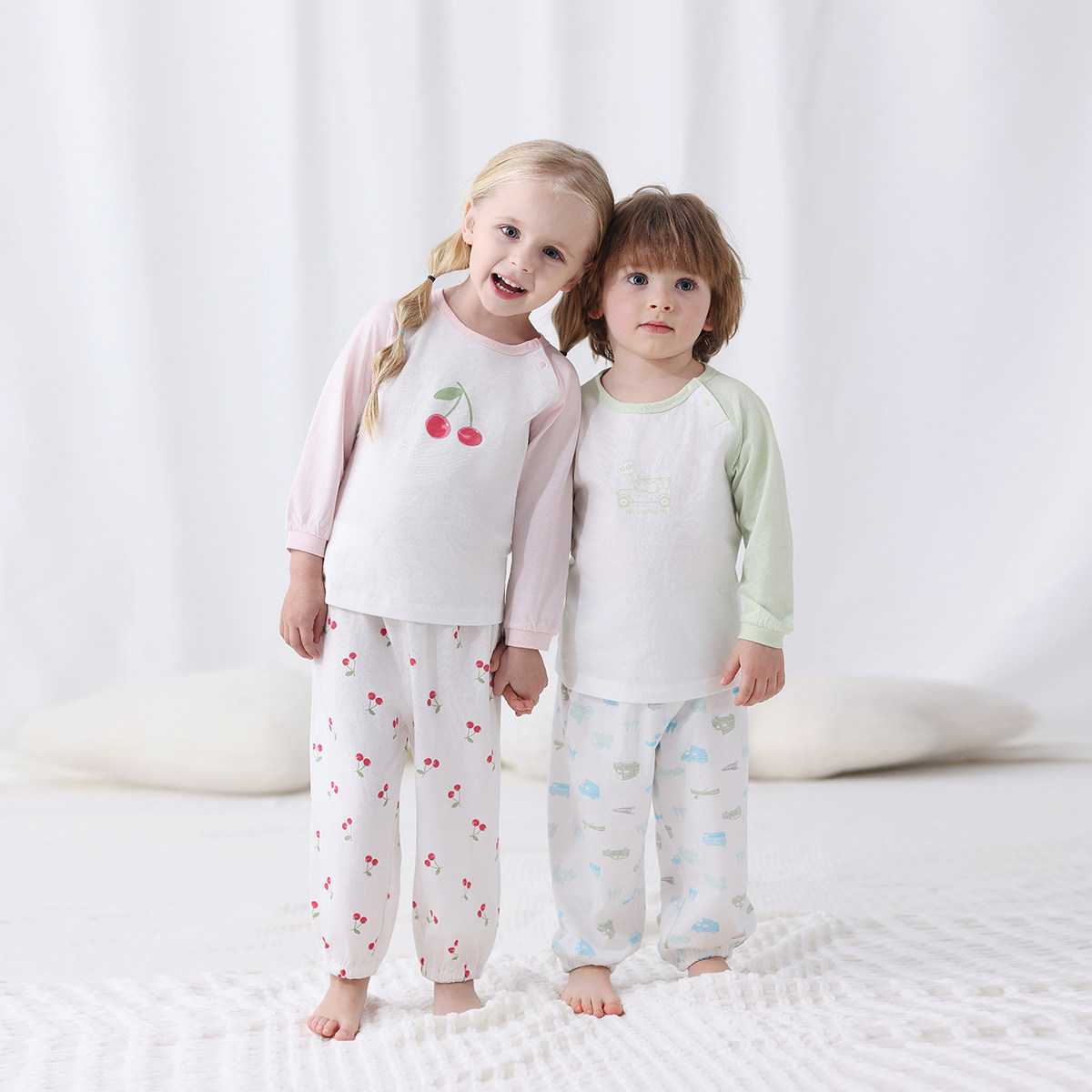 【纯棉】丽婴房儿童内衣套装男童女童睡衣家居服空调服2024新品