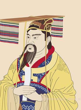 三皇五帝画像尧舜禹书房卧室装饰画国画伏羲黄帝神农舜帝现代挂画