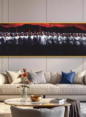 中流砥柱挂画沙发客厅装饰画办公室横壁画红军之师大气背景墙油画
