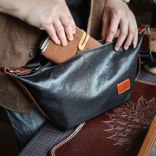 Кожаная сумка на одно плечо, оригинальный рюкзак, нагрудная сумка для отдыха, из натуральной кожи