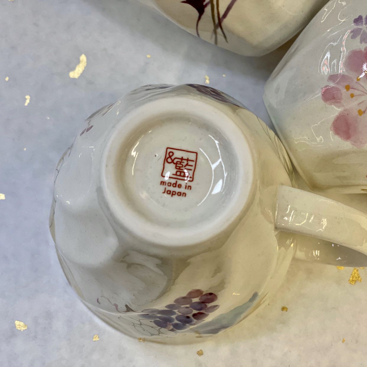 日本进口ceramic蓝马克杯十二月花美浓烧陶瓷水杯茶杯浪漫礼物-图3