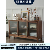 North American Black Walnuts Wood Dining Side Cabinet Nordic Day Style Solid Wood Tea Water Cabinet Changhong Glass Locker Kitchen Multifunction