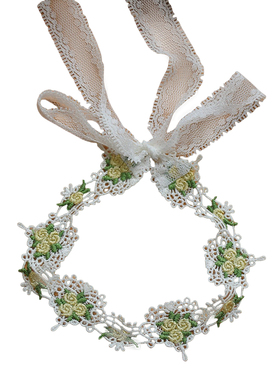 金属吊坠蕾丝系带飘带项圈