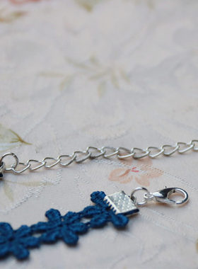 包邮蓝色蕾丝花颈带1.2CM宽 韩风简约气质女生颈饰品短项链