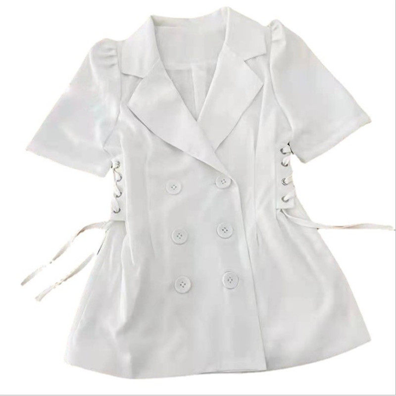 女童薄款洋气收腰公主裙2024夏款女宝宝白色泡泡袖西装连衣裙子潮,淘宝优惠券,粉丝福利购,淘宝优惠卷