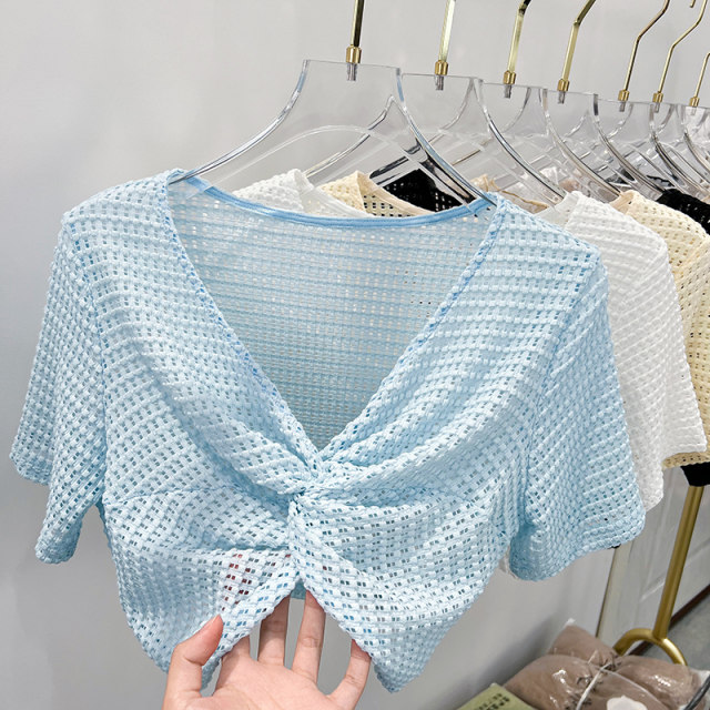 ເສື້ອແຂນຍາວເຄິ່ງຊັ້ນ knitted lace shawl
