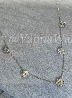 VanWan纯银！多雪花满钻银项链高碳闪钻满天星多吊坠闪钻银颈链