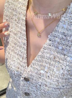 VanWan【经典】金色双c项链女26新高保色凯旋颈链锁骨链高级感