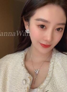 VanWan.伯爵夫人 满钻花朵镂空镶钻耳钉女超闪宫廷风气质轻奢耳拍