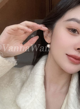 高亮珠耳环法式气质女