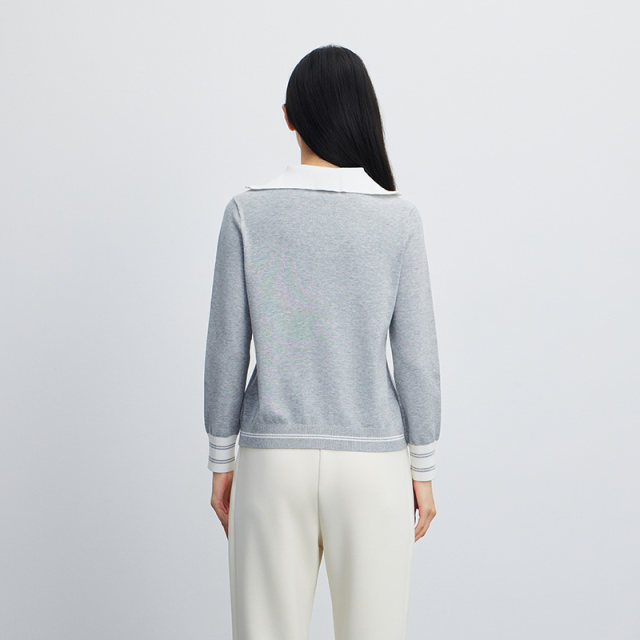 ແມ່ຍິງ R Series Lapel ກິລາປົກກະຕິ Sweater ປະຈໍາວັນ