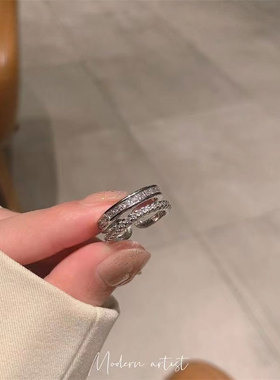 男女锆石不规则戒指开口调节对戒