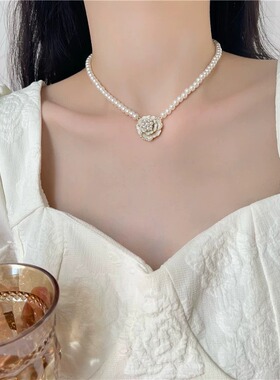 山茶花珍珠项链甜酷辣妹
