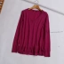 Áo len 100% merino của phụ nữ cổ chữ V dài tay áo len mỏng trùm đầu thân thiện với da mềm mại - Áo / áo thun