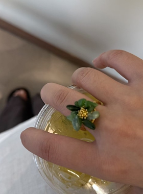 精致不规则天然石水晶串珠戒指女复古个性时尚潮流欧美百搭指环戒