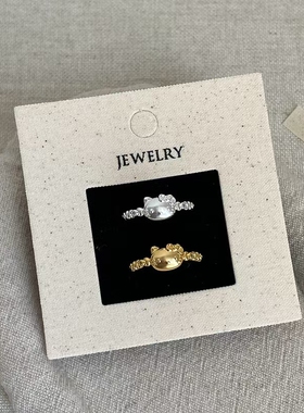 小众设计感猫咪蝴蝶结金属戒指女轻奢萌趣时尚潮流百搭指环戒子