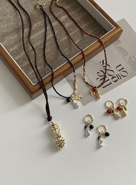 幸运编绳项链女好事花生项链清新甜美小众多元素耳扣耳环配饰