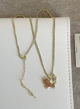 小众设计天马流星锆石双层项链可爱卡通时尚高级感日常佩戴颈饰