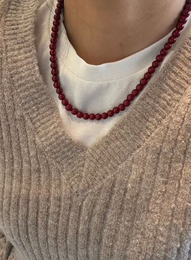 轻奢高级感红玛瑙手链红色串珠项链韩式ins风小众冷淡风饰品