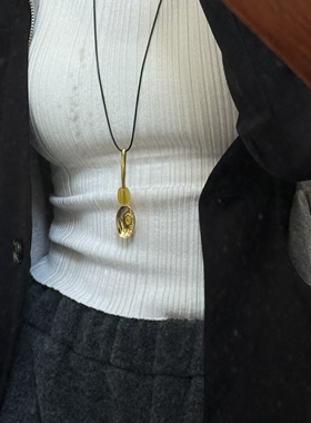 复古国潮汤匙吊坠抽拉项链个性ins风时尚高级毛衣链时尚百搭饰品