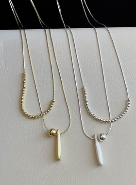 冷淡风ins潮流拉丝水滴双层项链女小众设计感时尚简约颈链毛衣链
