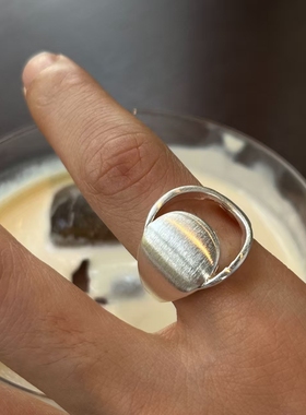 欧美ins风金属拉丝雾面高级感指环戒法式复古不规则开口叠戴戒指