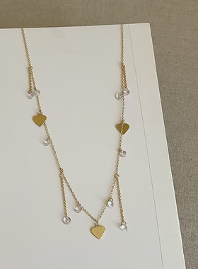 轻奢高级满天星锆石爱心流苏项链潮流设计时尚气质百搭颈链锁骨链