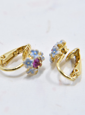 手工珐琅森系小兰花朵开口戒指