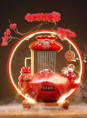 八年老店新品冲量新中式创意结婚送新人礼物礼品陶瓷流水摆件布置