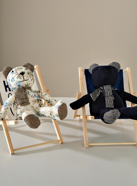 地中海桌面小摆件木制迷你沙滩椅