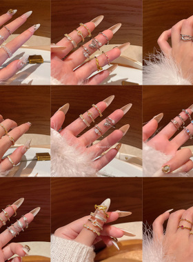 韩系精致锆石素圈戒指女开口可调节食指戒轻奢小众个性设计感指环