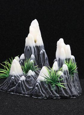 树脂家山水族造景假山 装饰真石山 鱼718#假山缸配件树仿脂工艺假