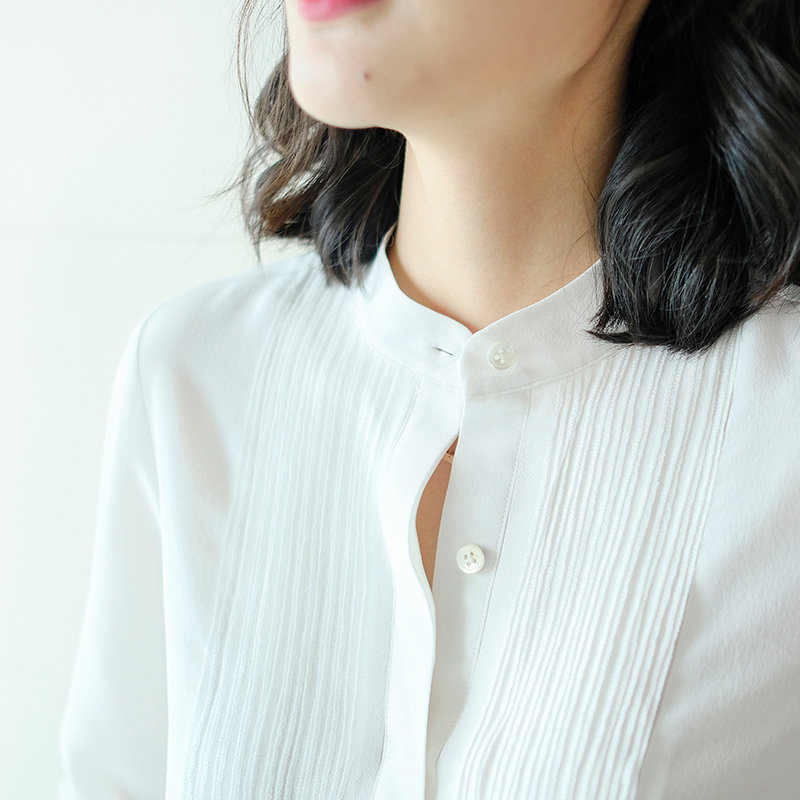 拥有天鹅气质百褶白色雪纺小众衬衫 iumi衬衫