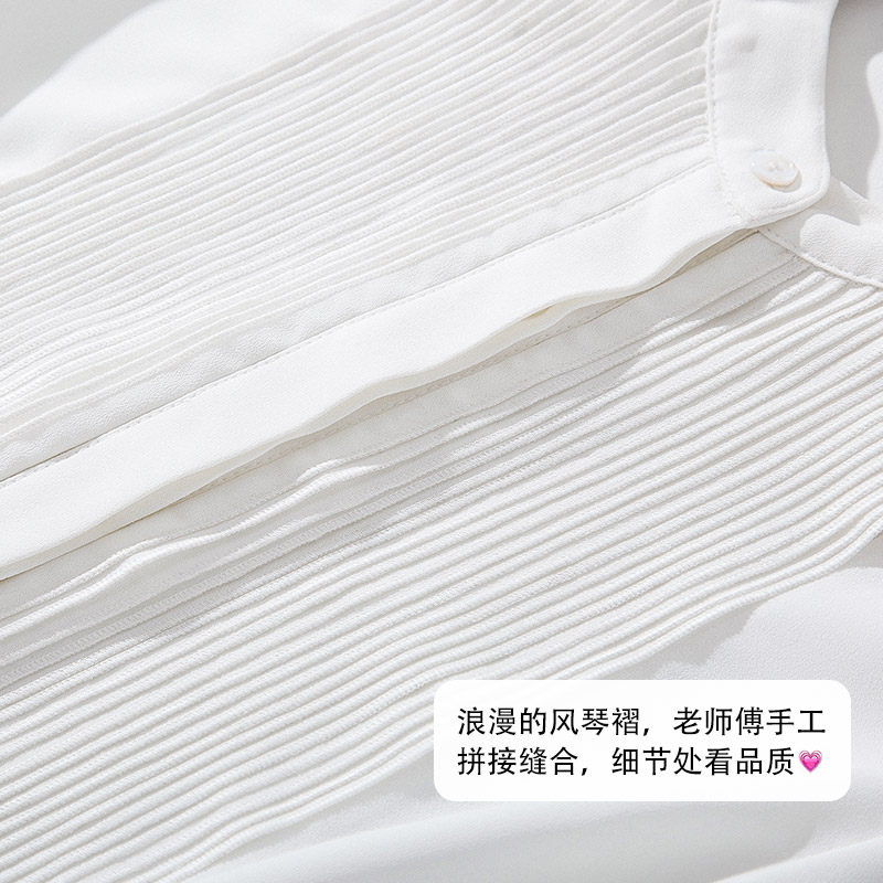 拥有天鹅气质百褶白色雪纺小众衬衫 iumi衬衫