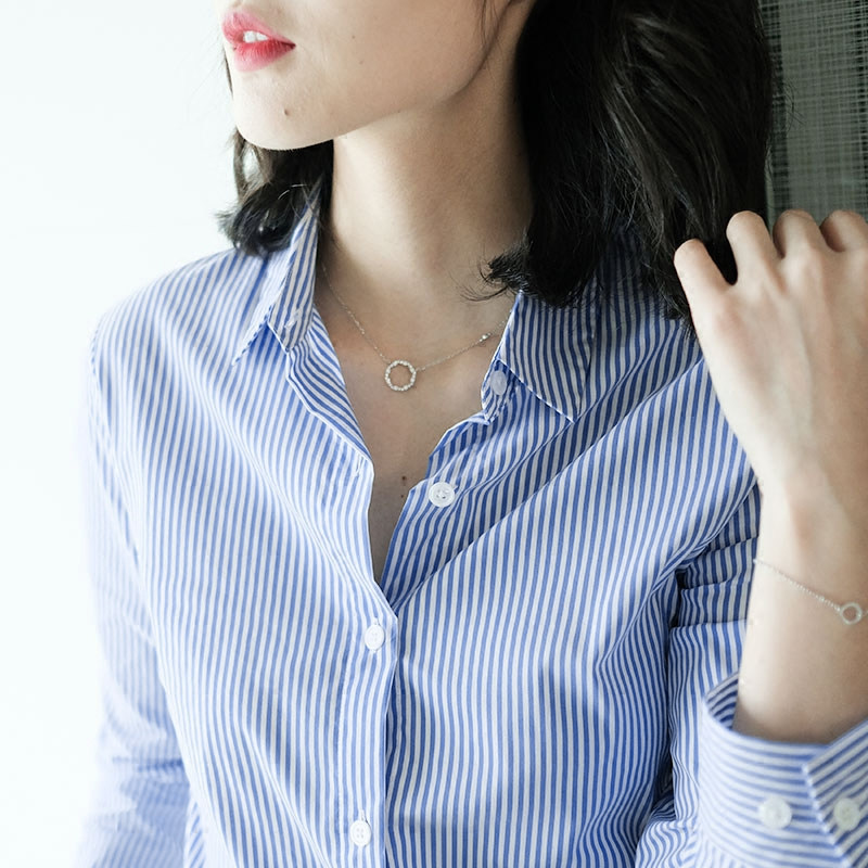 iumi女士蓝白色条纹设计感2020衬衫 iumi衬衫