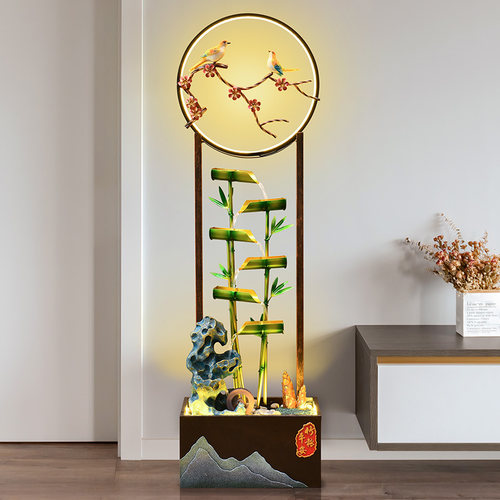 新中式招财流水摆件循环水客厅电视柜旁落地装饰公司开业乔迁礼物 - 图1