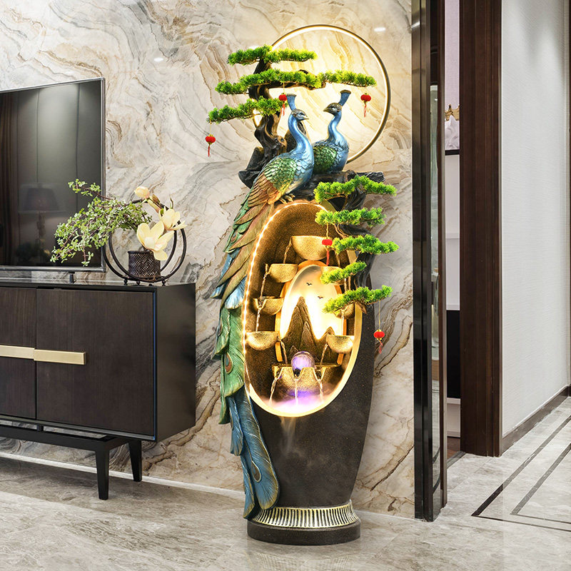 新中式循环流水风水轮水景装饰落地招财摆件客厅电视柜旁乔迁送礼,淘宝优惠券,粉丝福利购,淘宝优惠卷